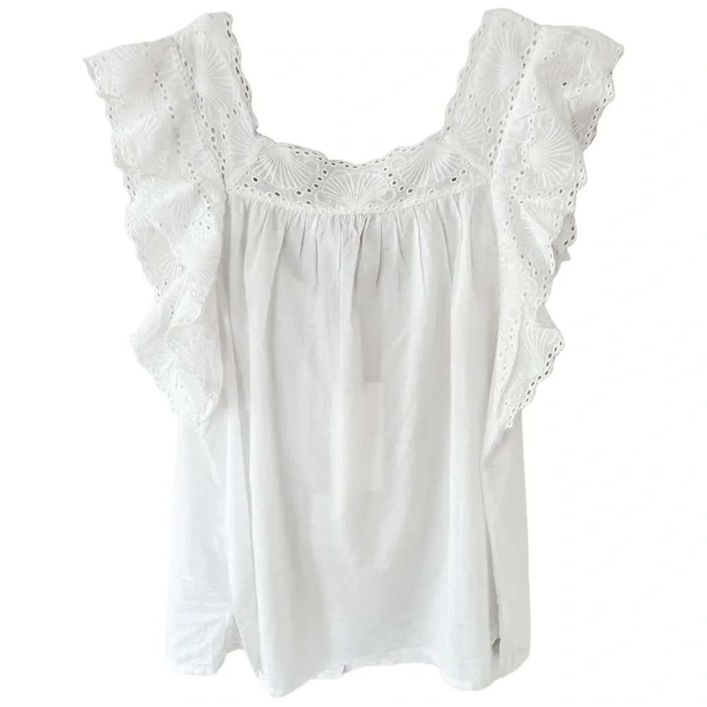 Cleobella White Ruffle Tank Top - Picture 5 of 9